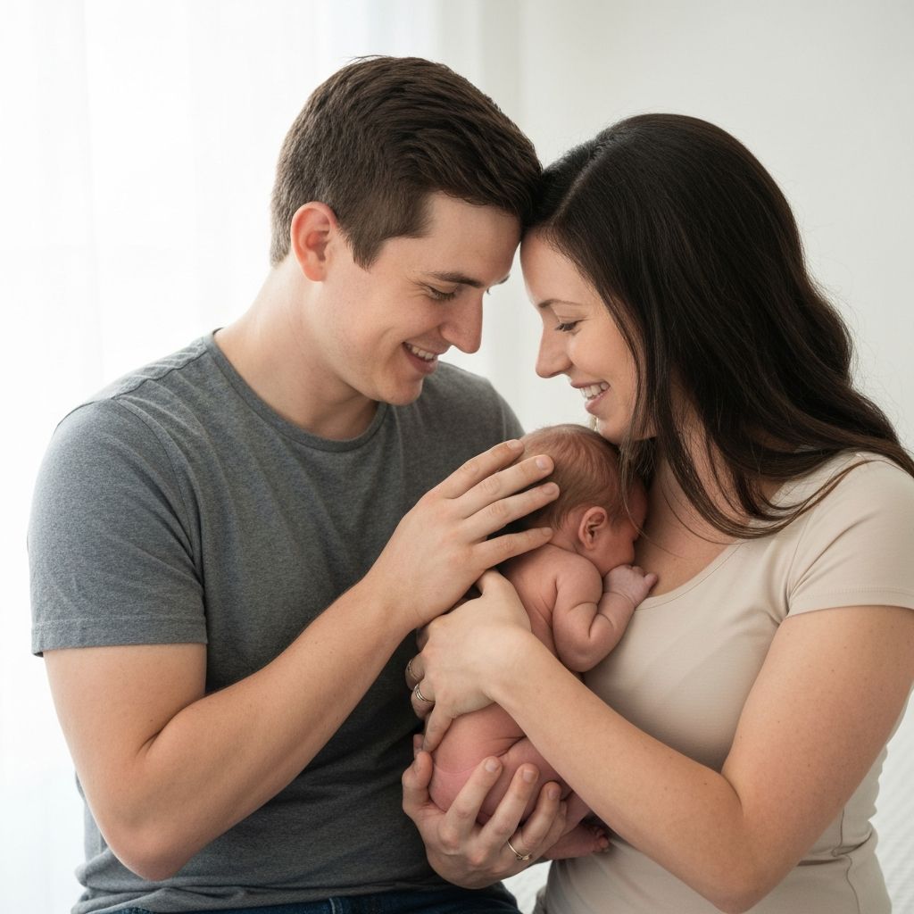 Portrait de famille avec nouveau-né
